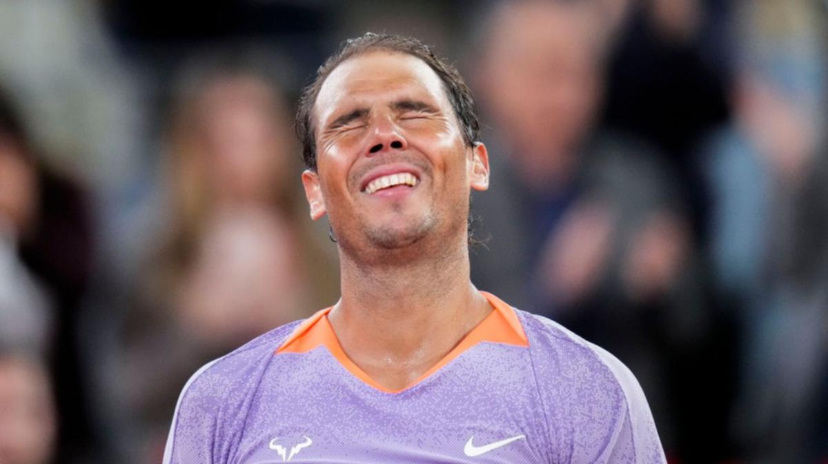 Rafael Nadal overcome with emotion after beating Alex de Minaur at Madrid Open